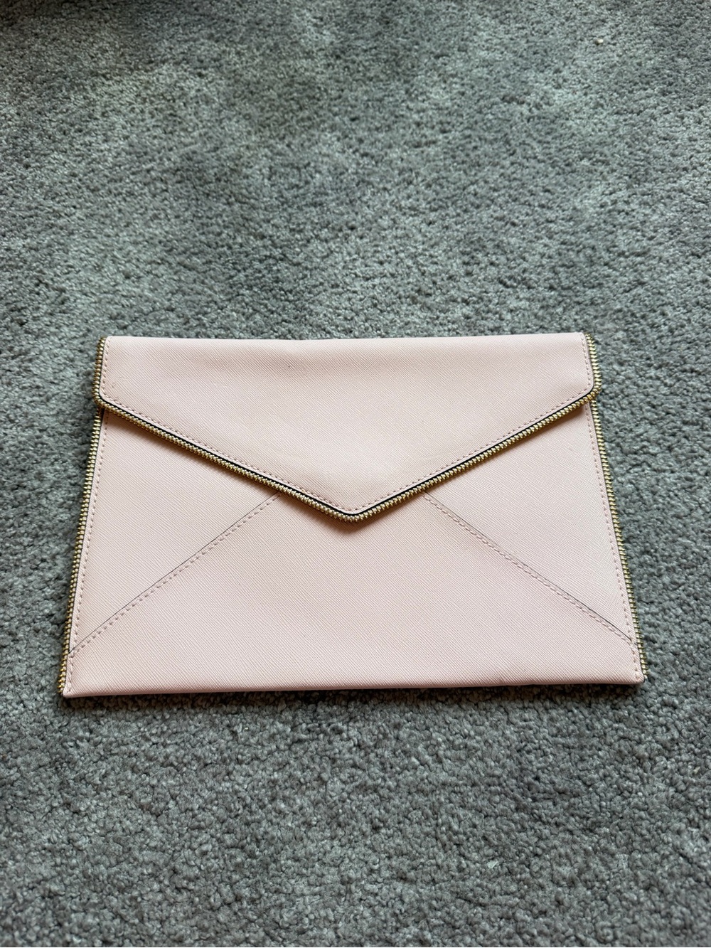 Rebecca Minkoff Light Blush Saffiano Envelope Clutch with Gold Logo